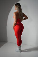 Performance Seamless Scrunch Tights - Orange Red